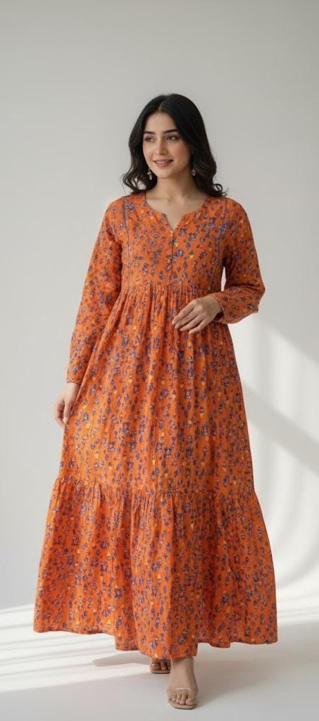 Linen printed maxi